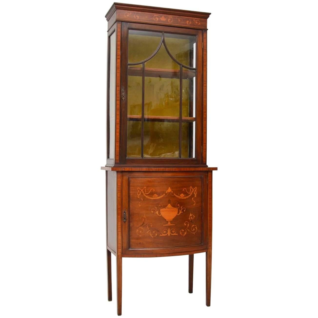 Antique Victorian Inlaid Mahogany Display Cabinet