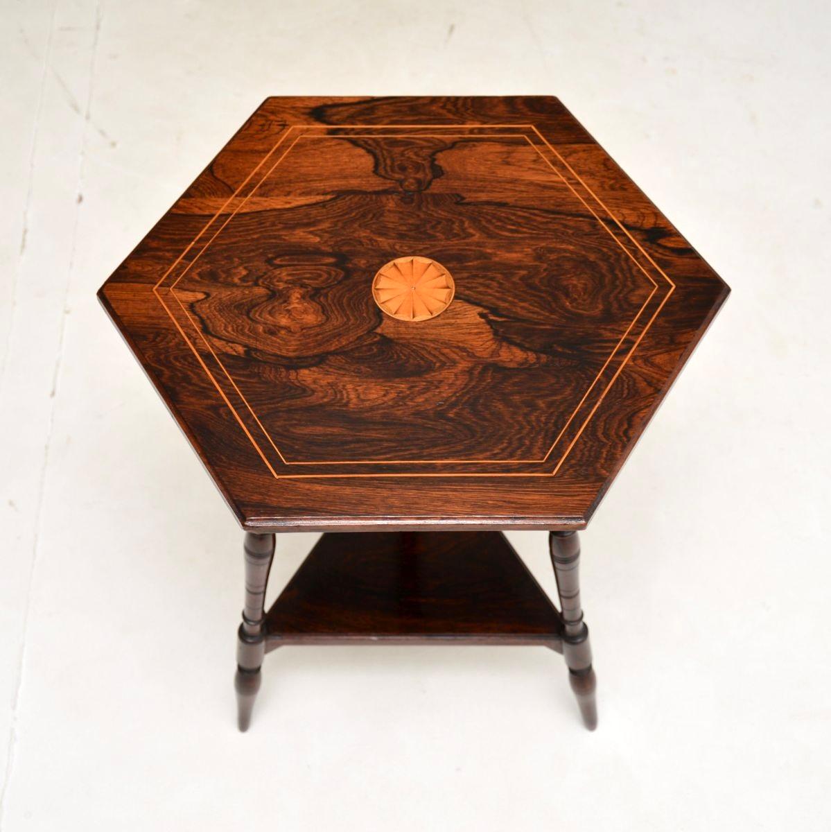 Late Victorian Antique Victorian Inlaid Side Table For Sale