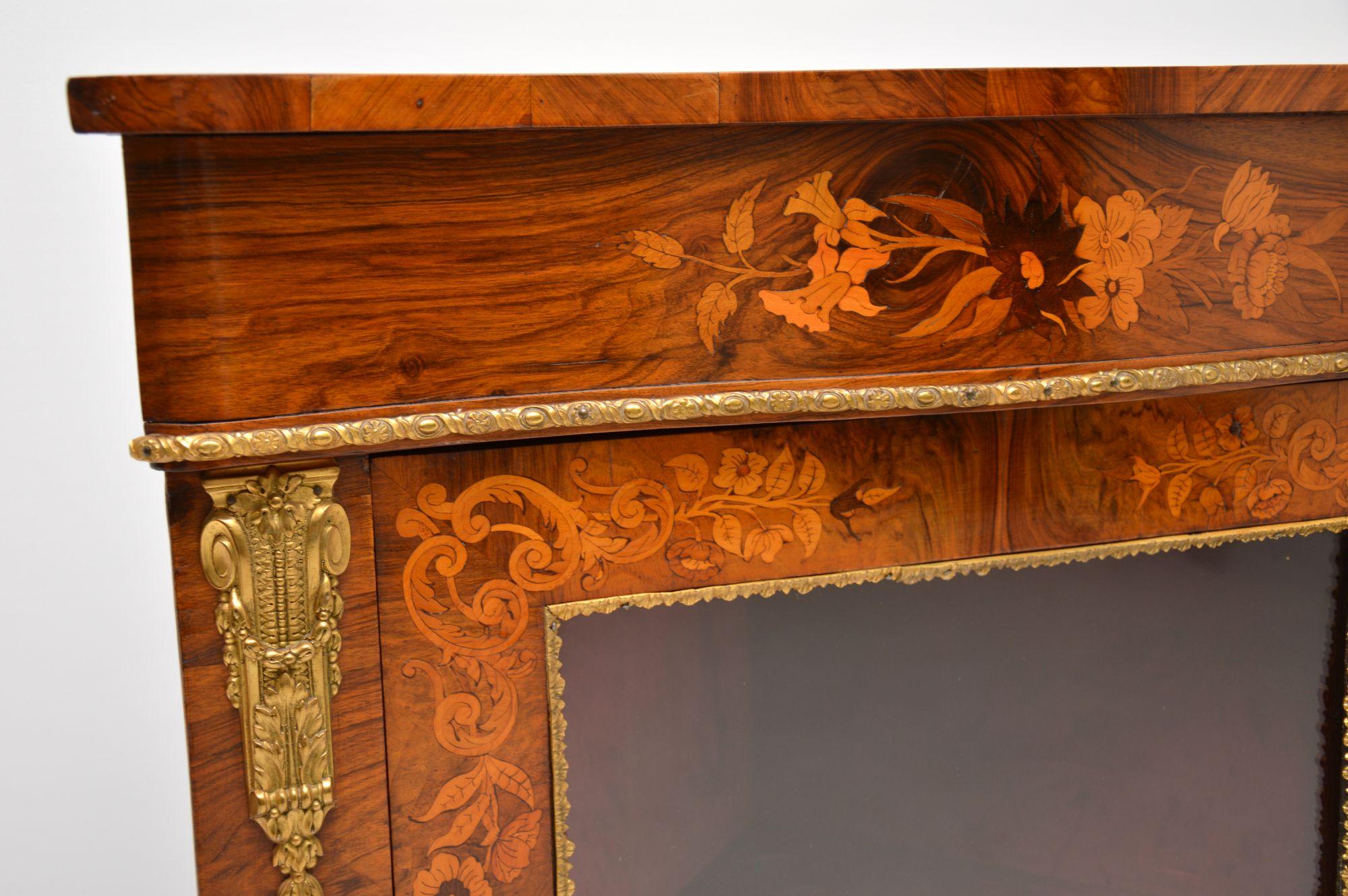 Mid-19th Century Antique Victorian Inlaid Walnut Corner Cabinet