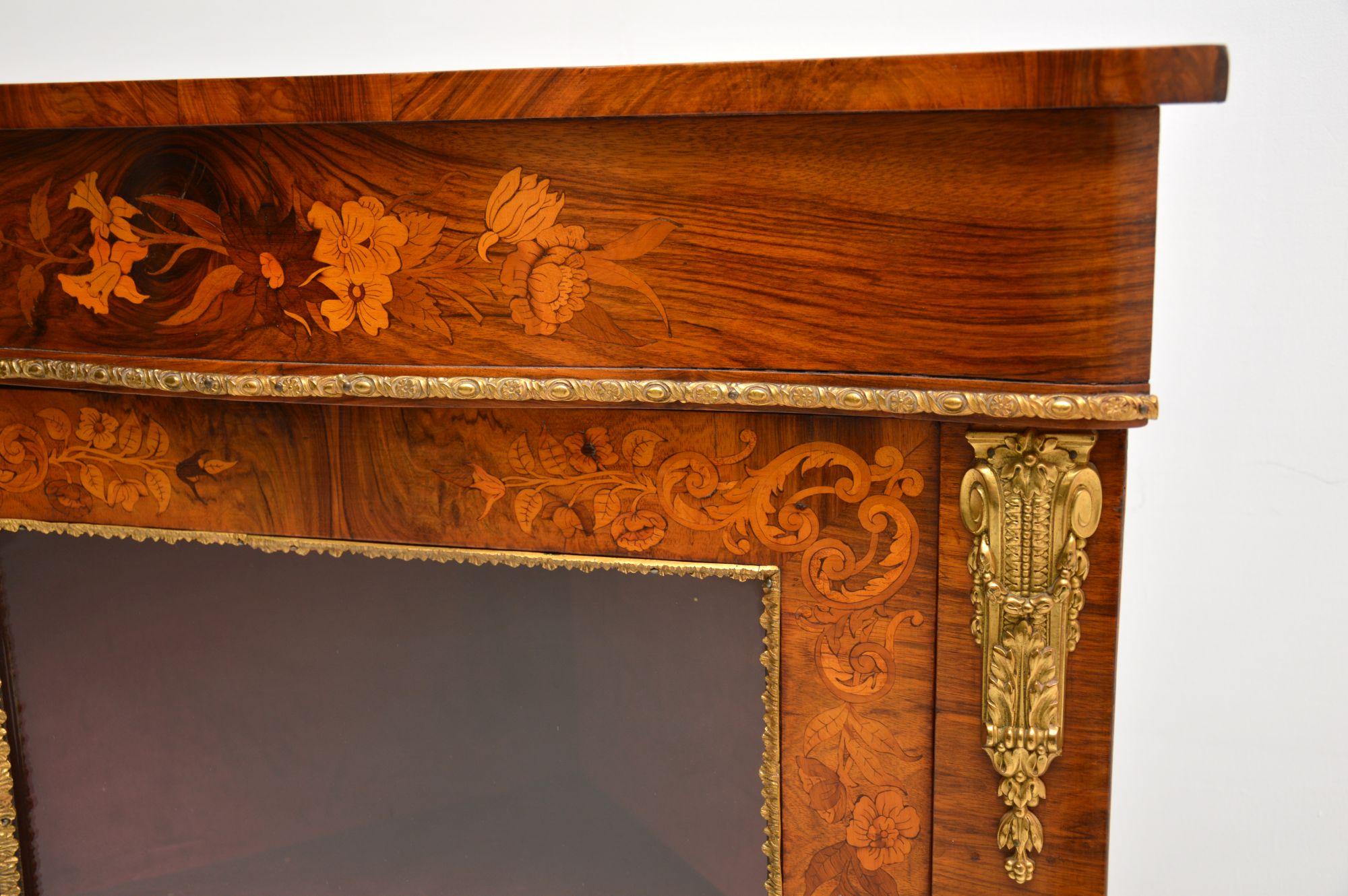 Mid-19th Century Antique Victorian Inlaid Walnut Corner Cabinet