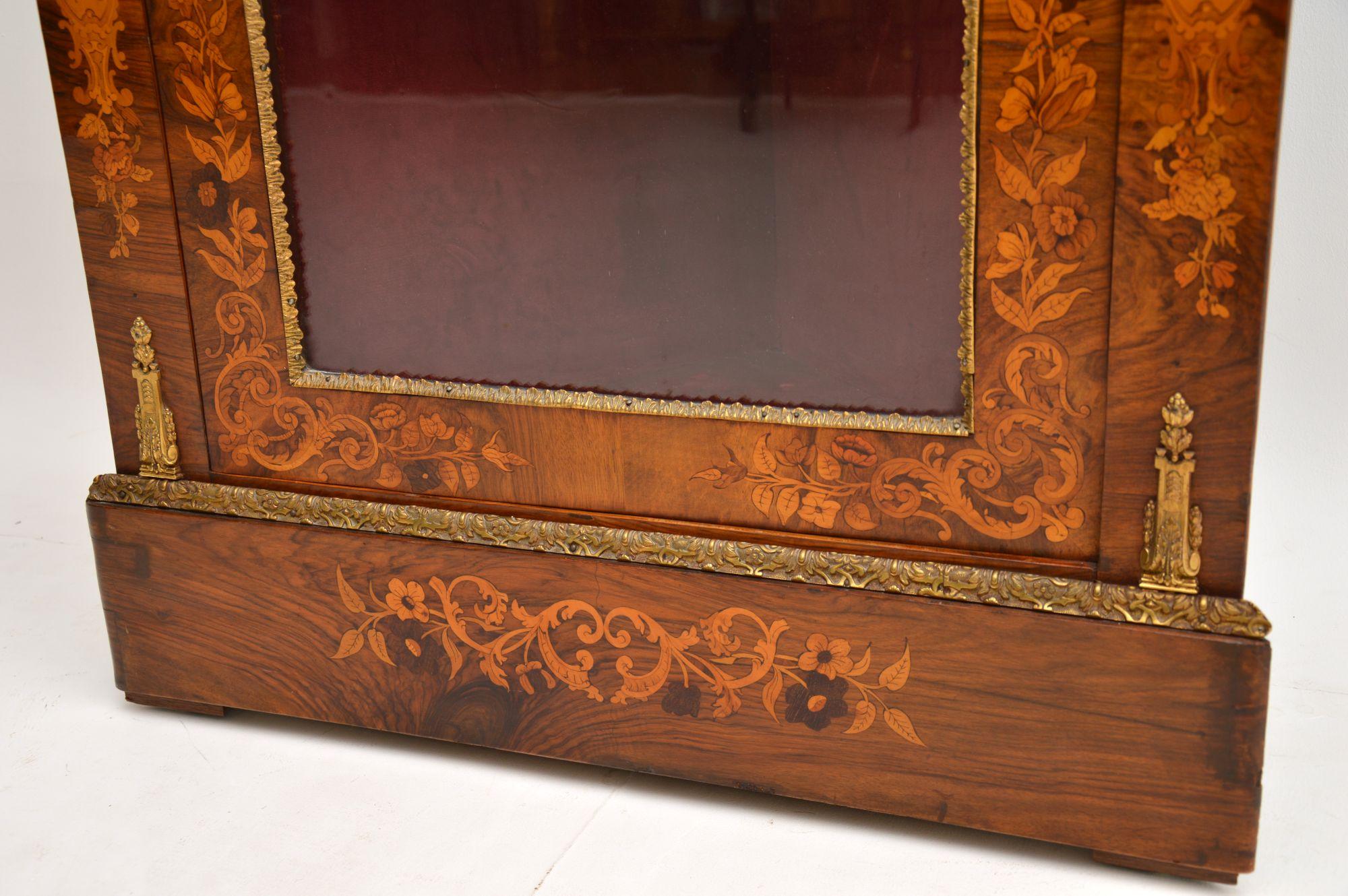 Antique Victorian Inlaid Walnut Corner Cabinet 1