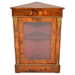 Antique Victorian Inlaid Walnut Corner Cabinet