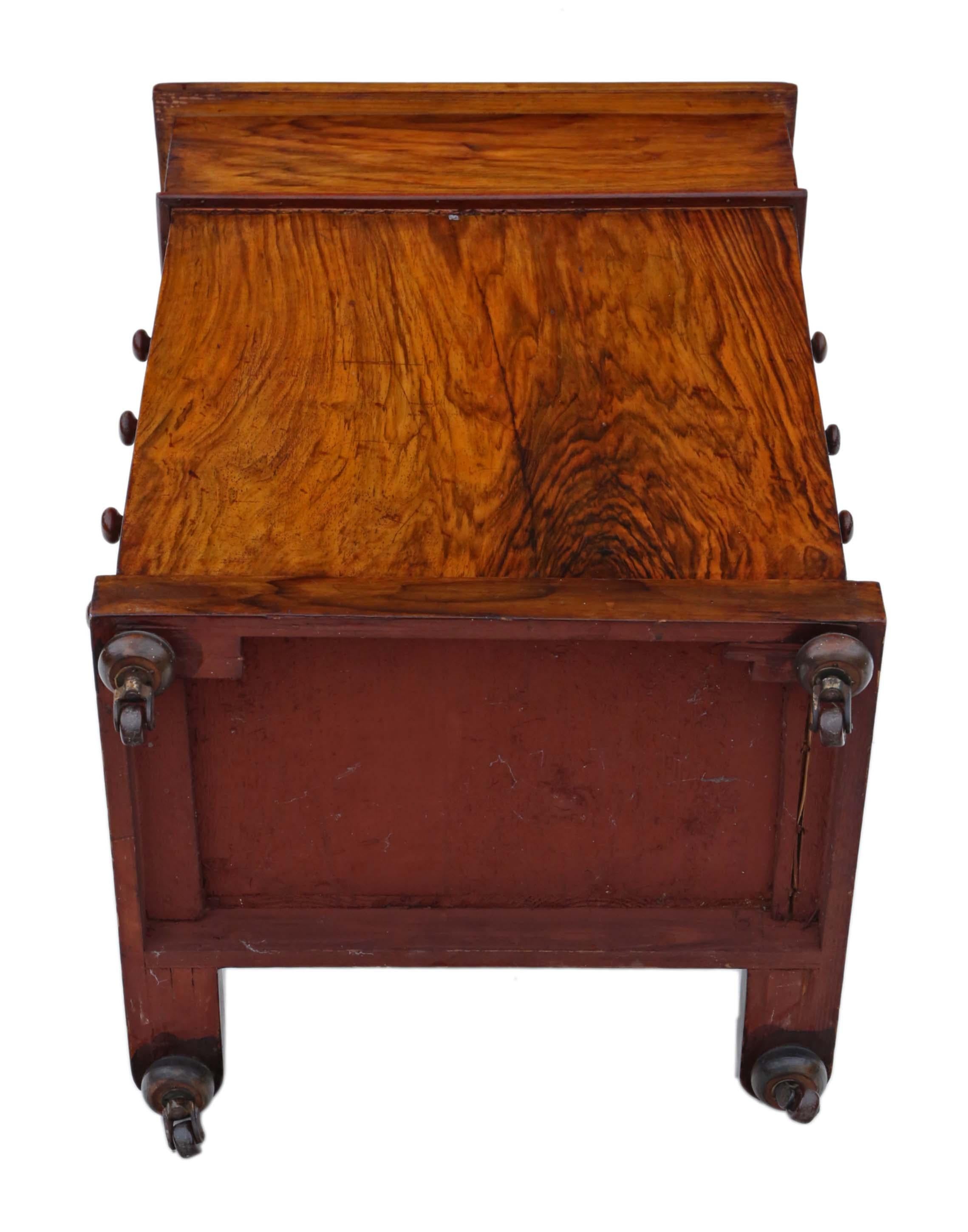 Antique Victorian Inlaid Walnut Davenport Writing Table Desk 4