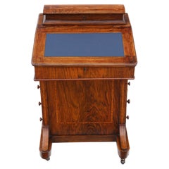 Antique Victorian Inlaid Walnut Davenport Writing Table Desk