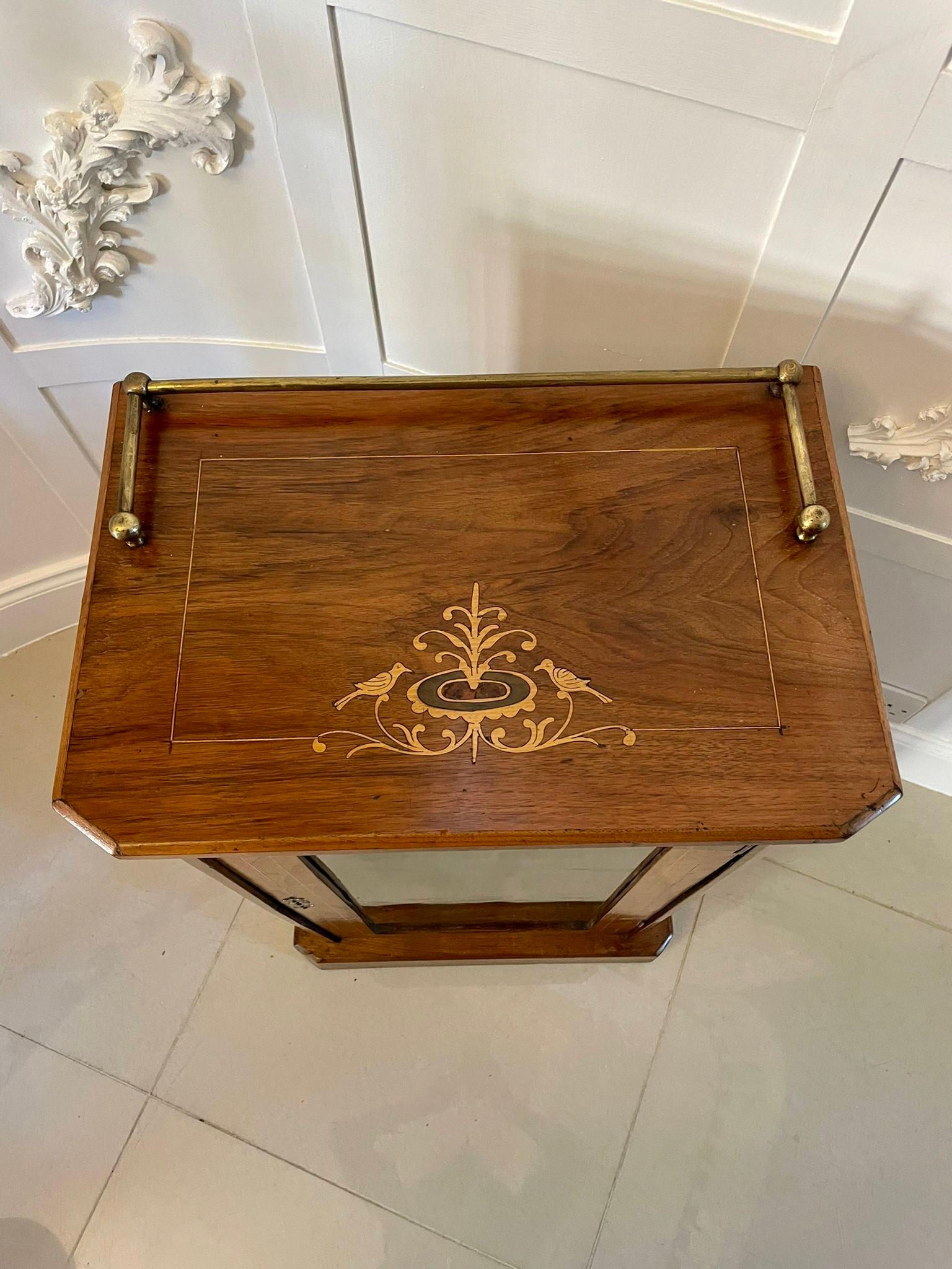 Antique Victorian Inlaid Walnut Music Cabinet 4