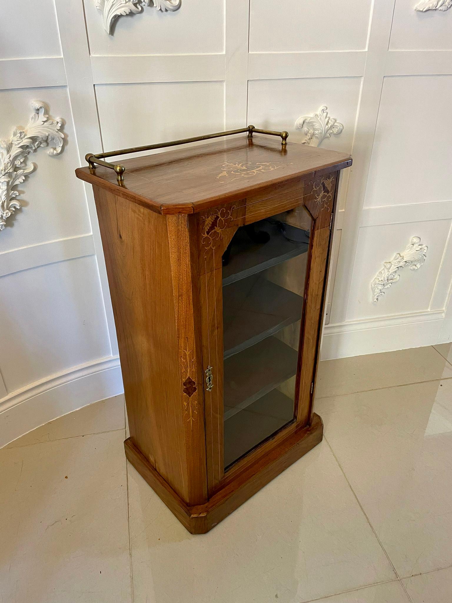 Antique Victorian Inlaid Walnut Music Cabinet In Good Condition In Suffolk, GB