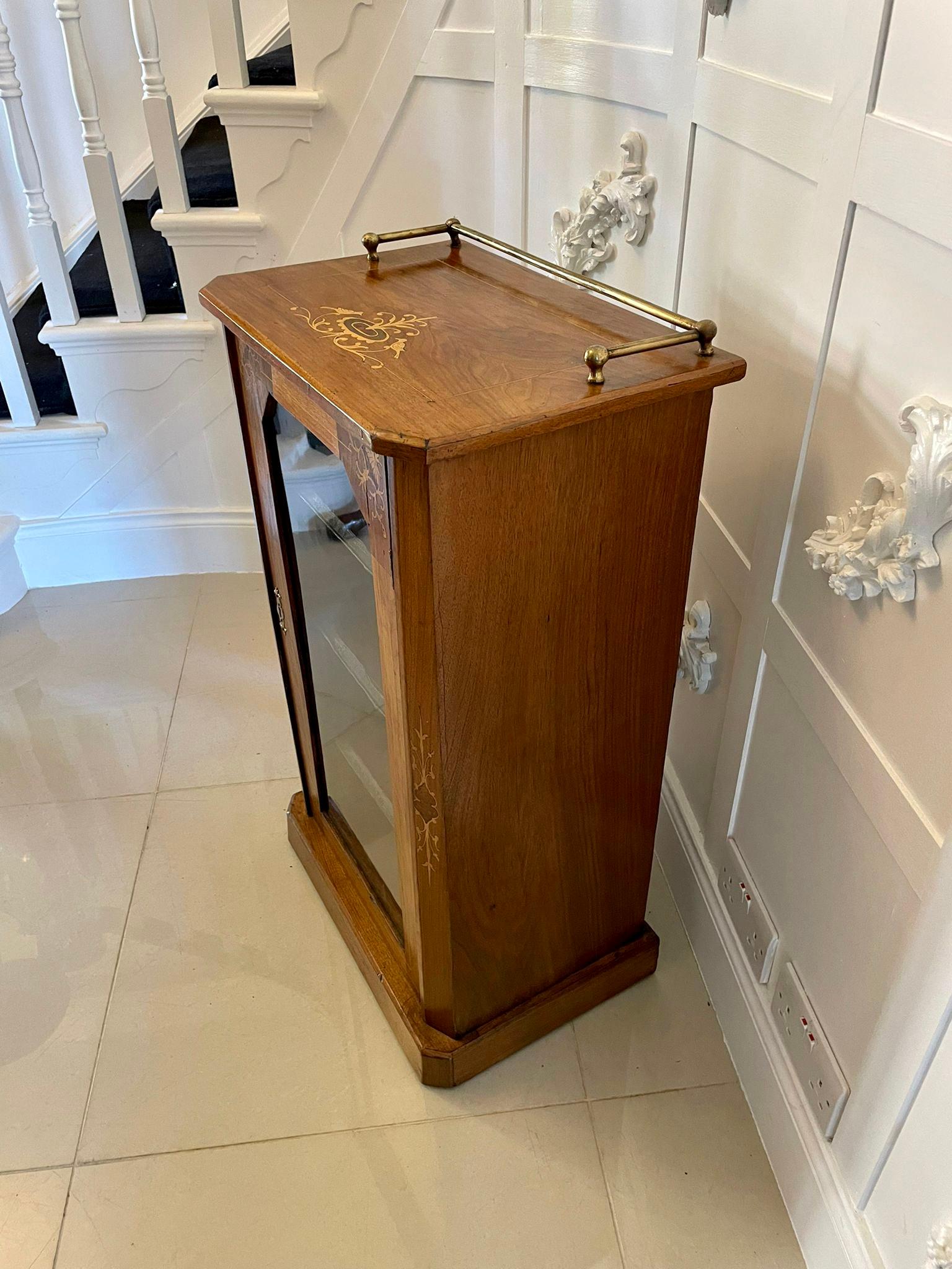 Mid-19th Century Antique Victorian Inlaid Walnut Music Cabinet