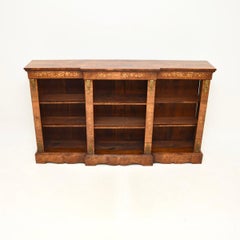 Antike viktorianische Intarsien Nussbaum offenes Bücherregal