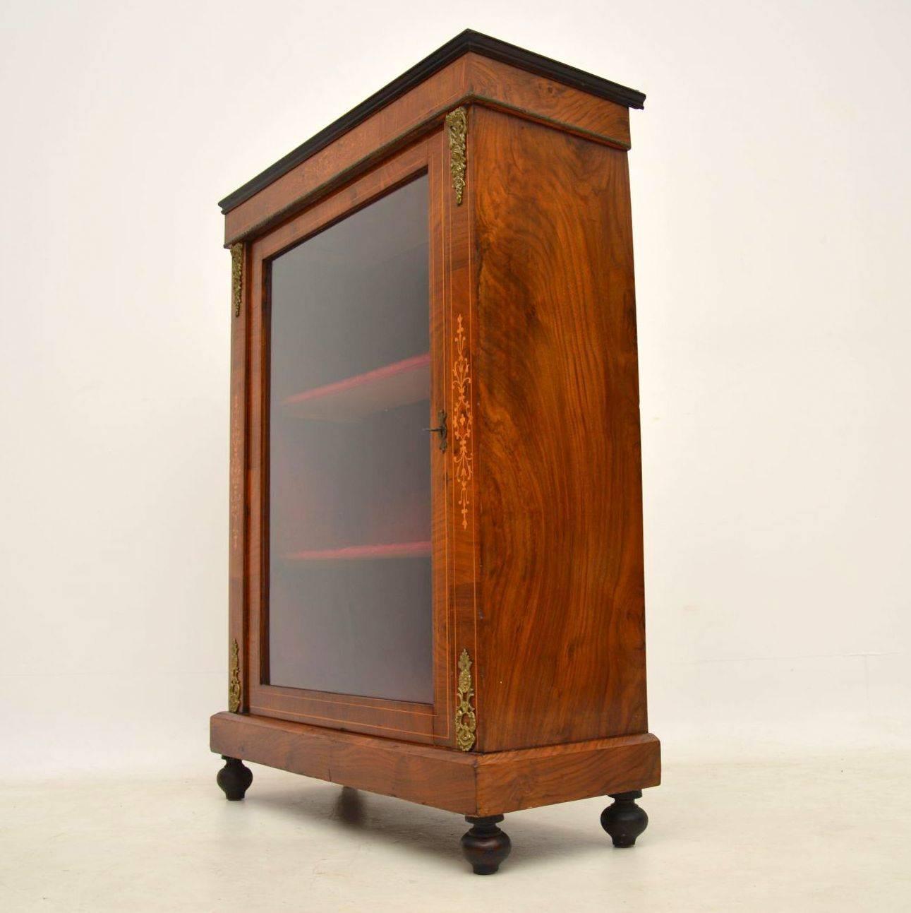 Mid-19th Century Antique Victorian Inlaid Walnut Pier Cabinet