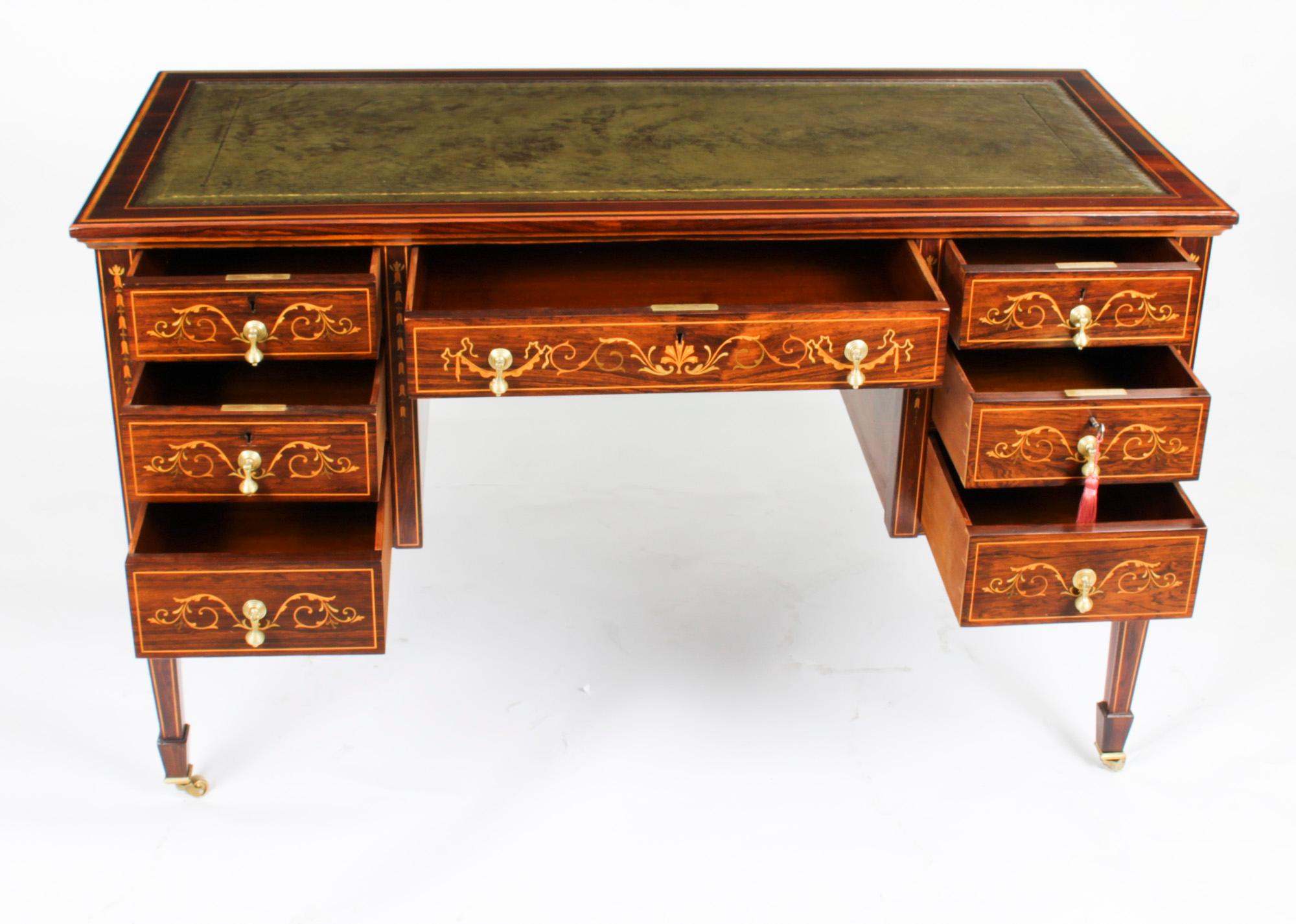 Antique Victorian Inlaid Writing Table Desk Manner of Edwards & Roberts 19th C 5