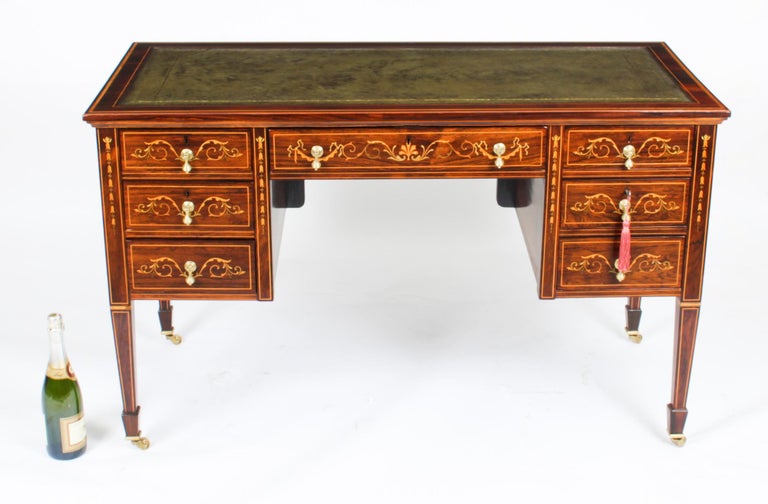 Antique Victorian Inlaid Writing Table Desk Manner of Edwards & Roberts 19th C For Sale 13