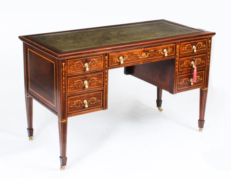 Antique Victorian Inlaid Writing Table Desk Manner of Edwards & Roberts 19th C For Sale 14