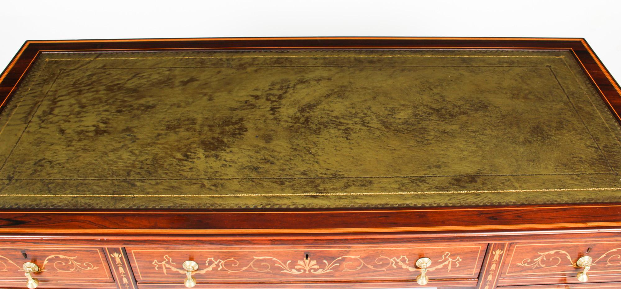 Antique Victorian Inlaid Writing Table Desk Manner of Edwards & Roberts 19th C In Good Condition In London, GB