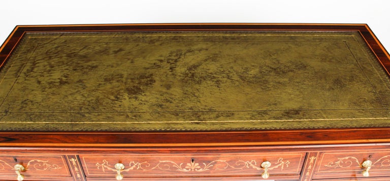 Antique Victorian Inlaid Writing Table Desk Manner of Edwards & Roberts 19th C In Good Condition For Sale In London, GB