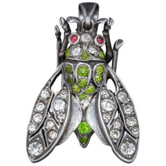 Antique Victorian Insect Paste Stone Pendant Silver, circa 1900 Antique Victorian Insect Paste Stone Pendant Silver, circa 1900