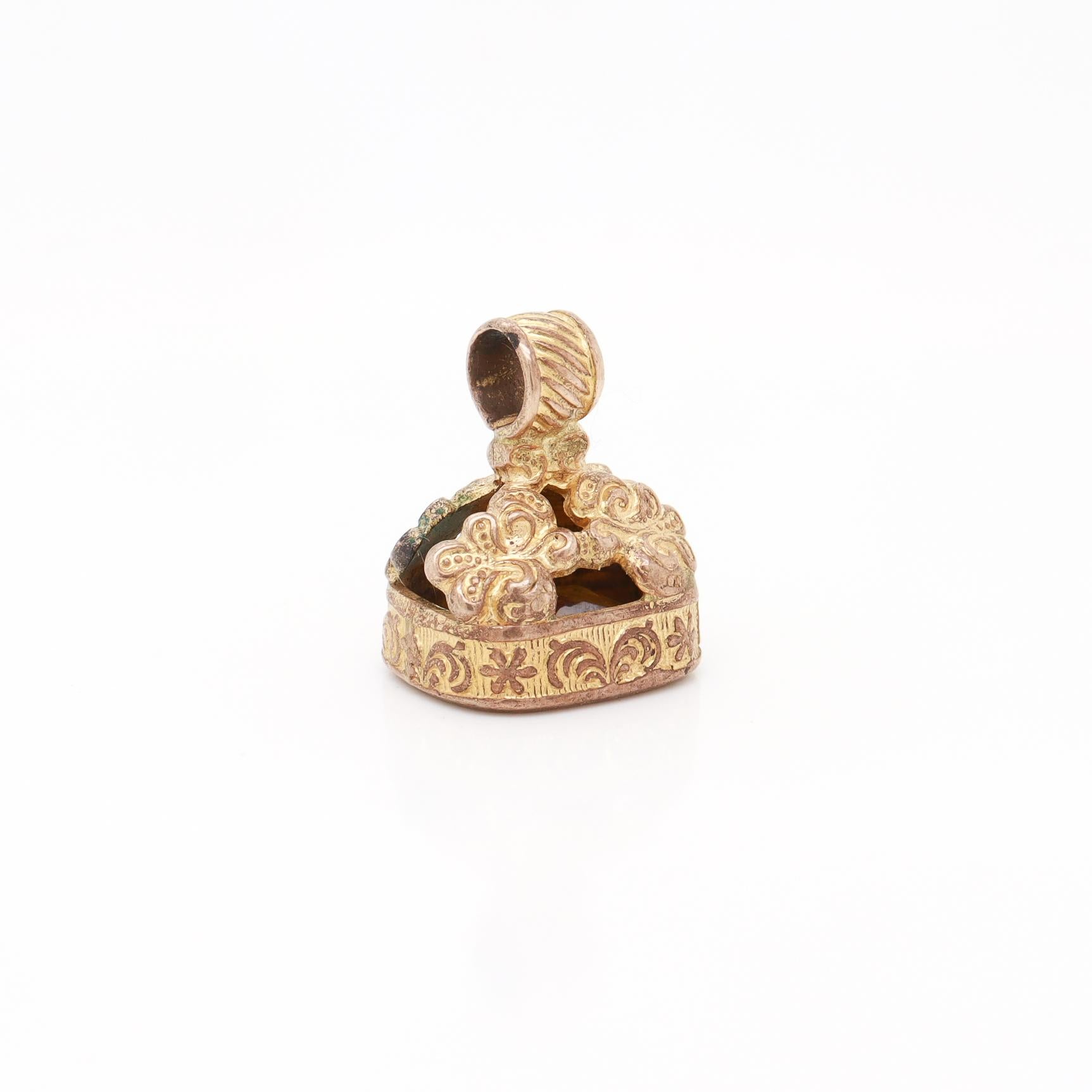 Antikes viktorianisches Intaglio Vogelkäfig- Motto Chatelaine oder Uhren-Objektsiegel-Siegel 6