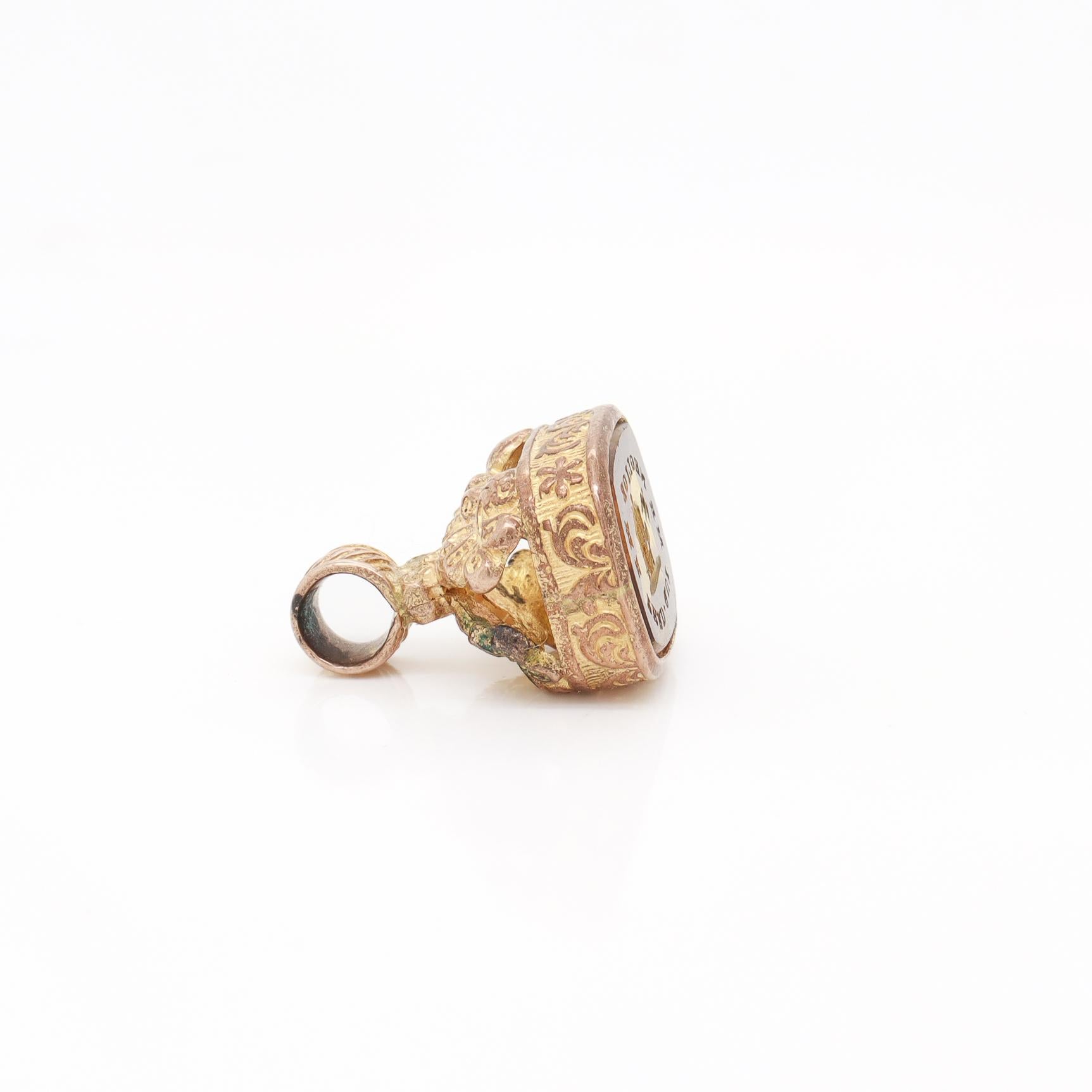 Antikes viktorianisches Intaglio Vogelkäfig- Motto Chatelaine oder Uhren-Objektsiegel-Siegel 4