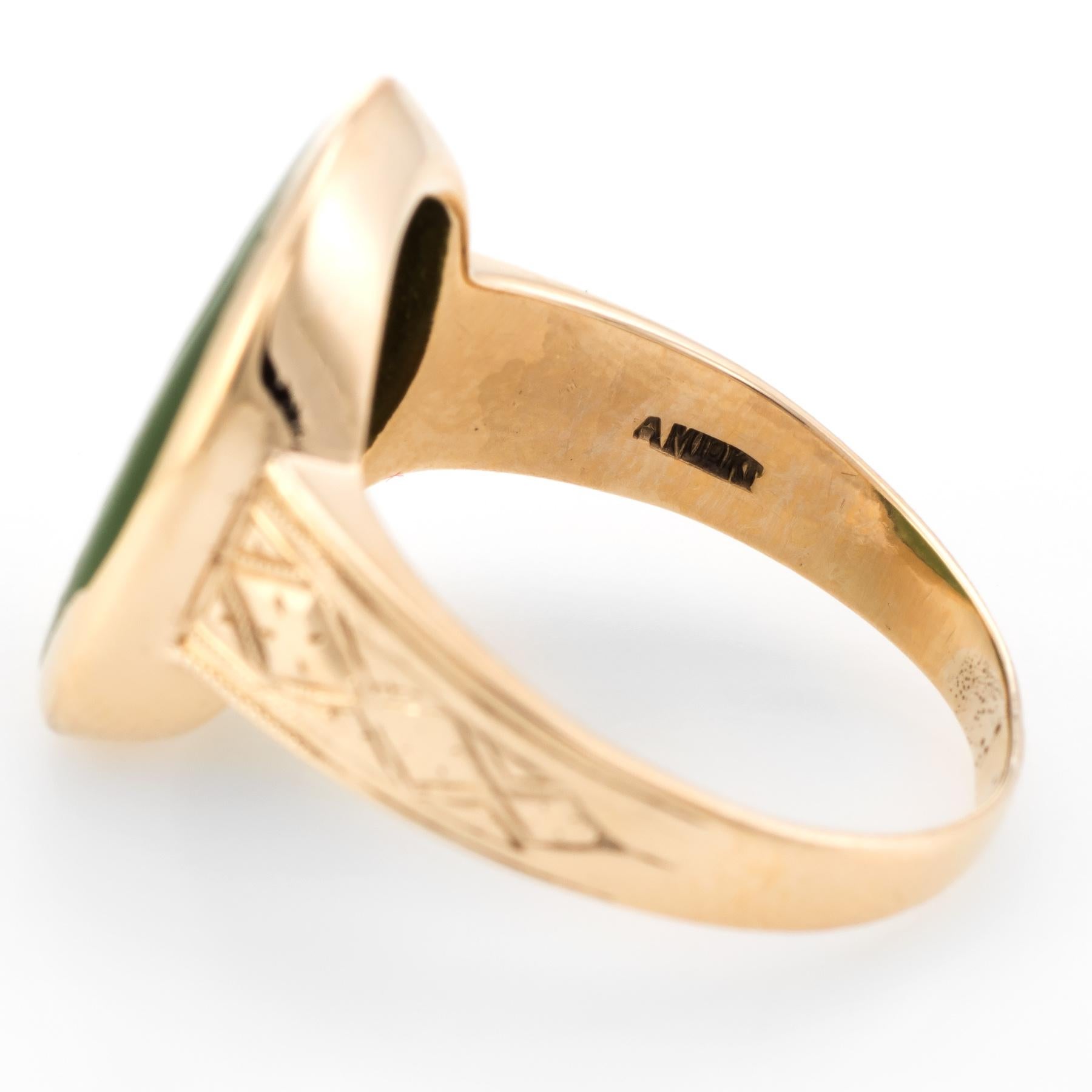 Antique Victorian Intaglio Ring Green Agate 10 Karat Yellow Gold Soldier Warrior 1