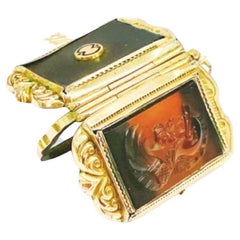 Antique 1880s Victorian Intigalio Gold Locket Pendant