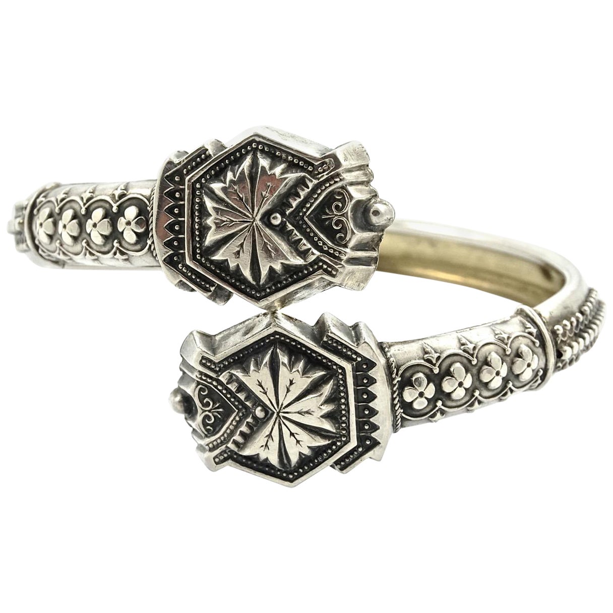 Antique Victorian Intricate Silver Bangle Bracelet