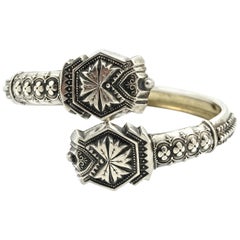 Antique Victorian Intricate Silver Bangle Bracelet