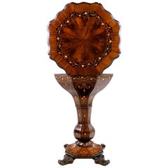 Antique Victorian Irish Killarney Work Arbutus Marquetry Inlaid Work Table