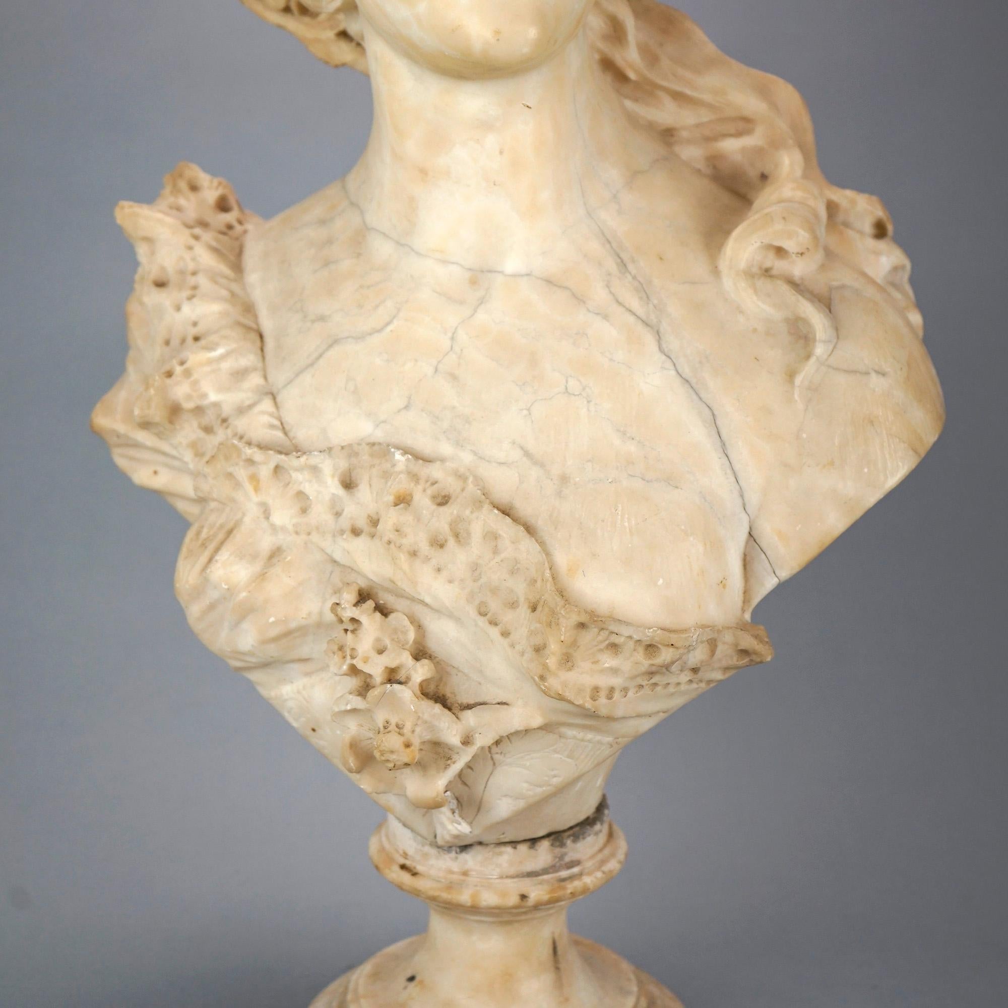 Antique Victorian Italian Carved Marble Bust Sculpture Signed A. Cipriani  c1890 4
