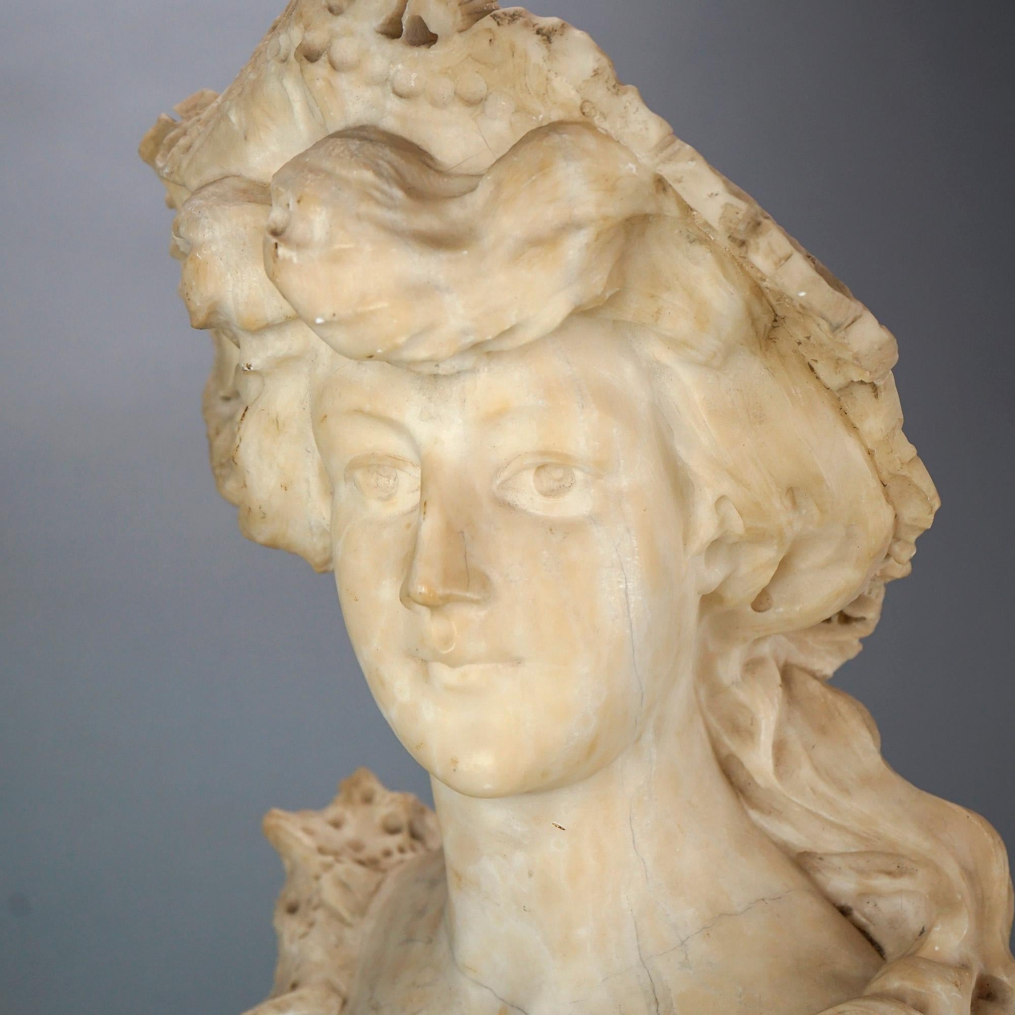 Antique Victorian Italian Carved Marble Bust Sculpture Signed A. Cipriani  c1890 In Good Condition In Big Flats, NY