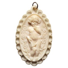 Antique Dieppe Carved Ivory Cameo Pendant