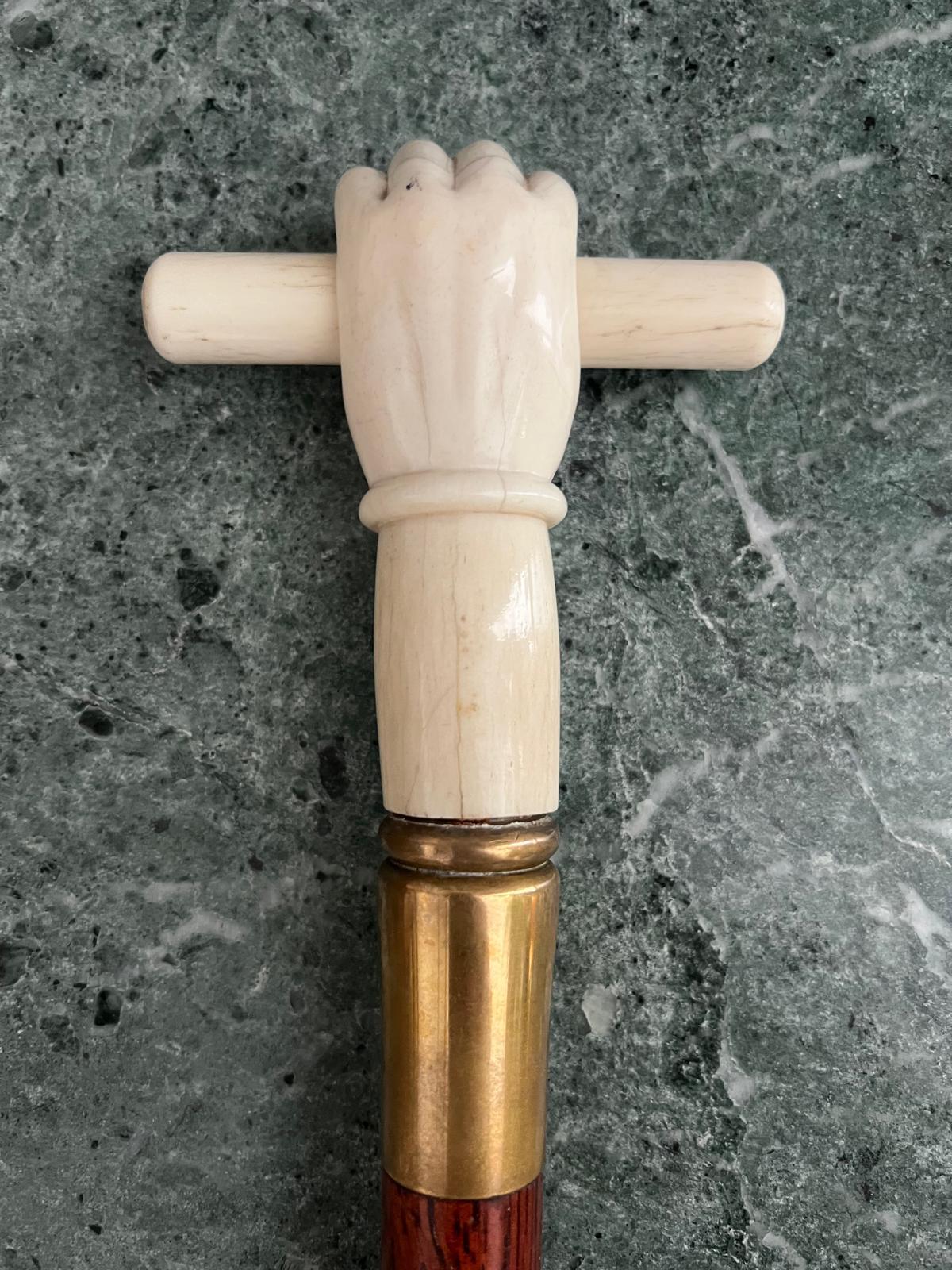 19th Century Antique Victorian Ivory Rosewood Walking Cane Stick G.N.C. Viceroy of India For Sale