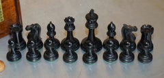 ANTIQUE ViCTORIAN JACQUE STAUNTON CHESSMAN STAMPED CHESS SET IN ORIGINAL BOX