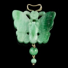Antique Victorian Jade Butterfly Pendant 18 Carat Gold, circa 1900