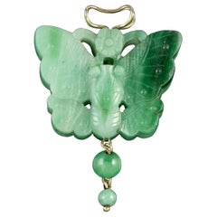 Antique Victorian Jade Butterfly Pendant 18 Carat Gold, circa 1900