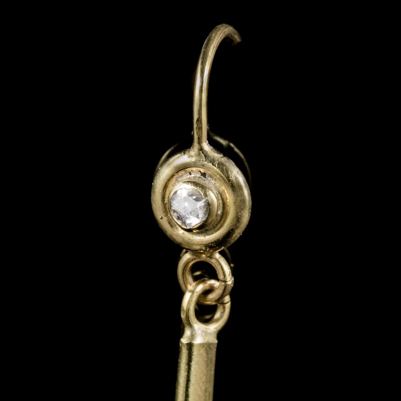 Antique Victorian Jade Diamond Drop Earrings 18 Carat Gold, circa 1900 1