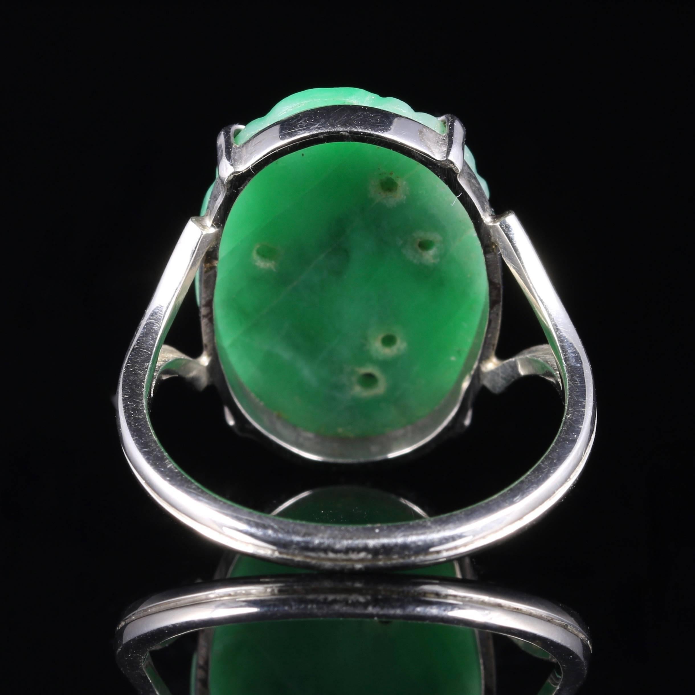 Antique Victorian Jade Ring Hand-Carved, circa 1900 In Excellent Condition In Lancaster, Lancashire