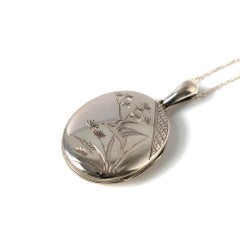 Antique Victorian Japonisme Silver Bird Locket Necklace