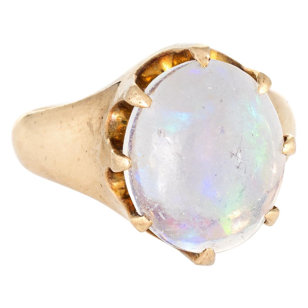 Antique Victorian Jelly Opal Ring 10 Karat Yellow Gold Vintage Fine Jewelry