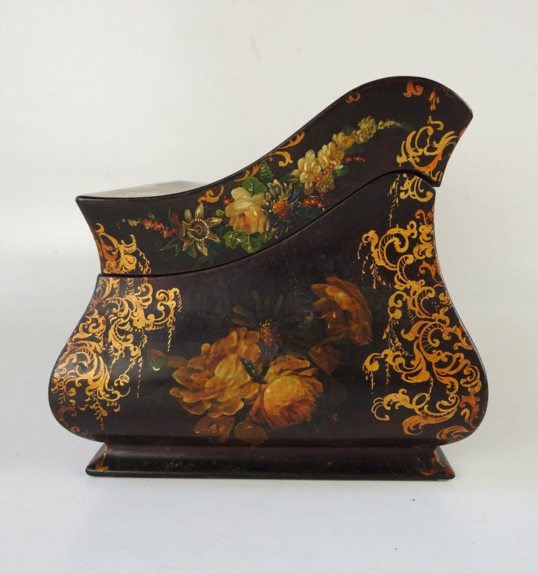 Antique Victorian Jennens and Bettridge Paper Mache Letter Box For Sale