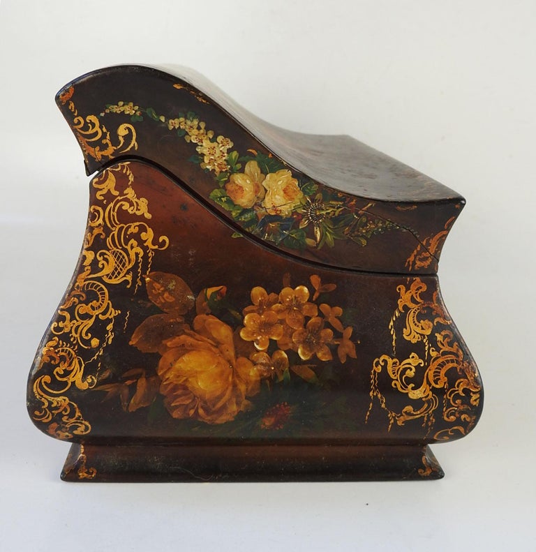 Antique Victorian Jennens and Bettridge Paper Mache Letter Box For Sale