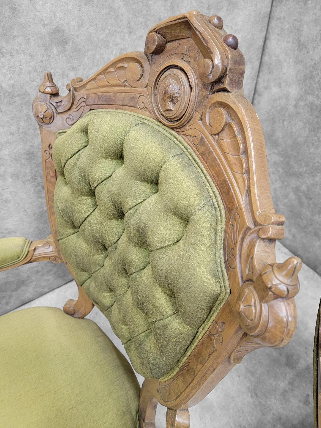 Sedie da salotto antiche in stile vittoriano John Jelliff - Set di 2 in vendita 3