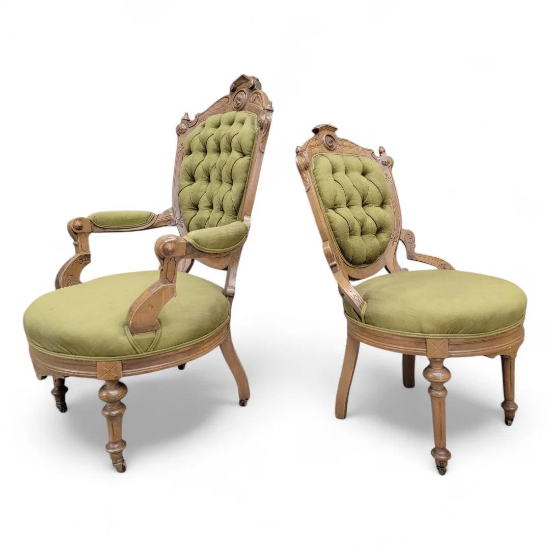 Eastlake Sedie da salotto antiche in stile vittoriano John Jelliff - Set di 2 in vendita