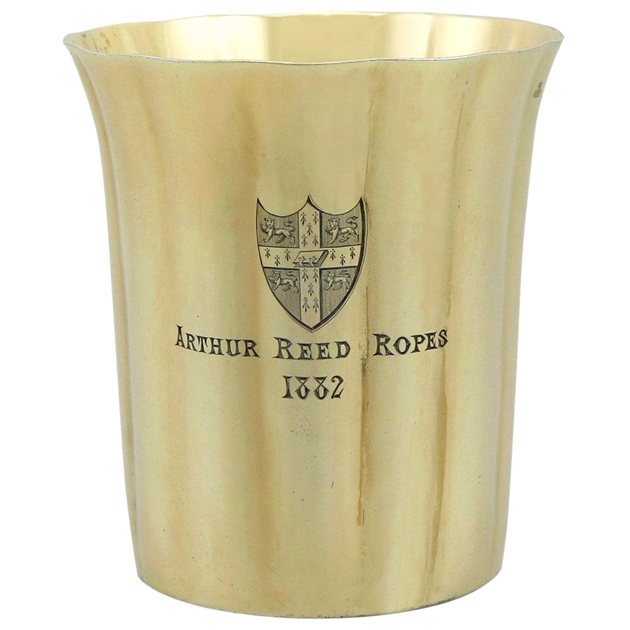Antico becher vittoriano John Samuel Hunt in argento sterling e dorato in vendita