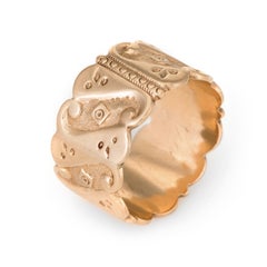 Antique Victorian JR Wood & Sons Wide Wedding Band Ring 14 Karat Rose Gold