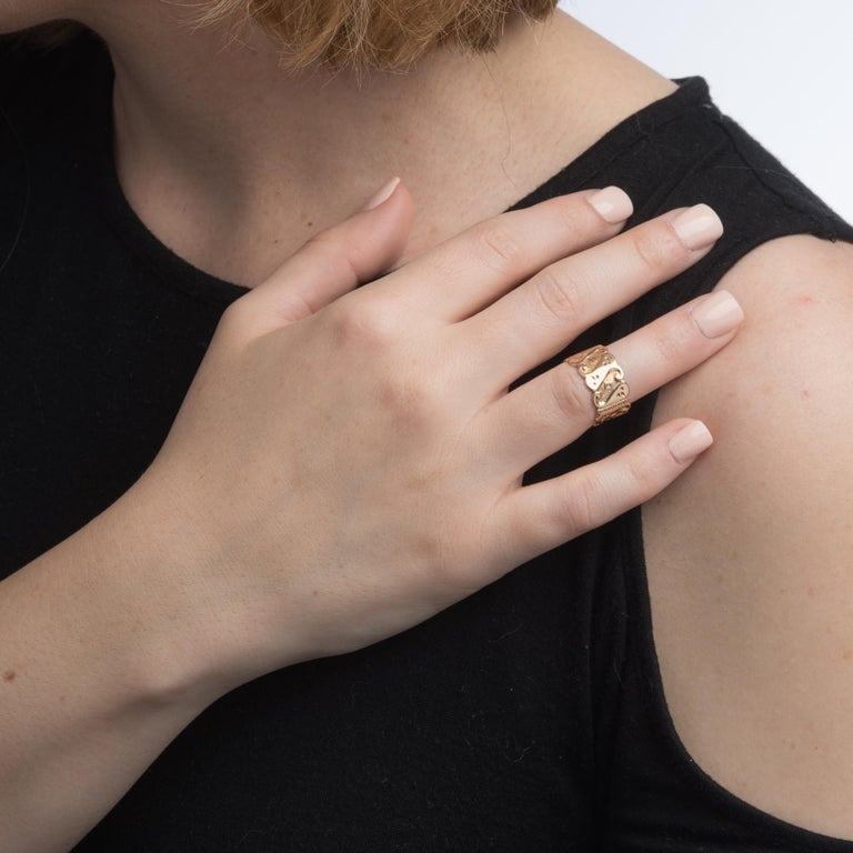 Antique Victorian JR Wood and Sons Wide Wedding Band Ring 14 Karat Rose