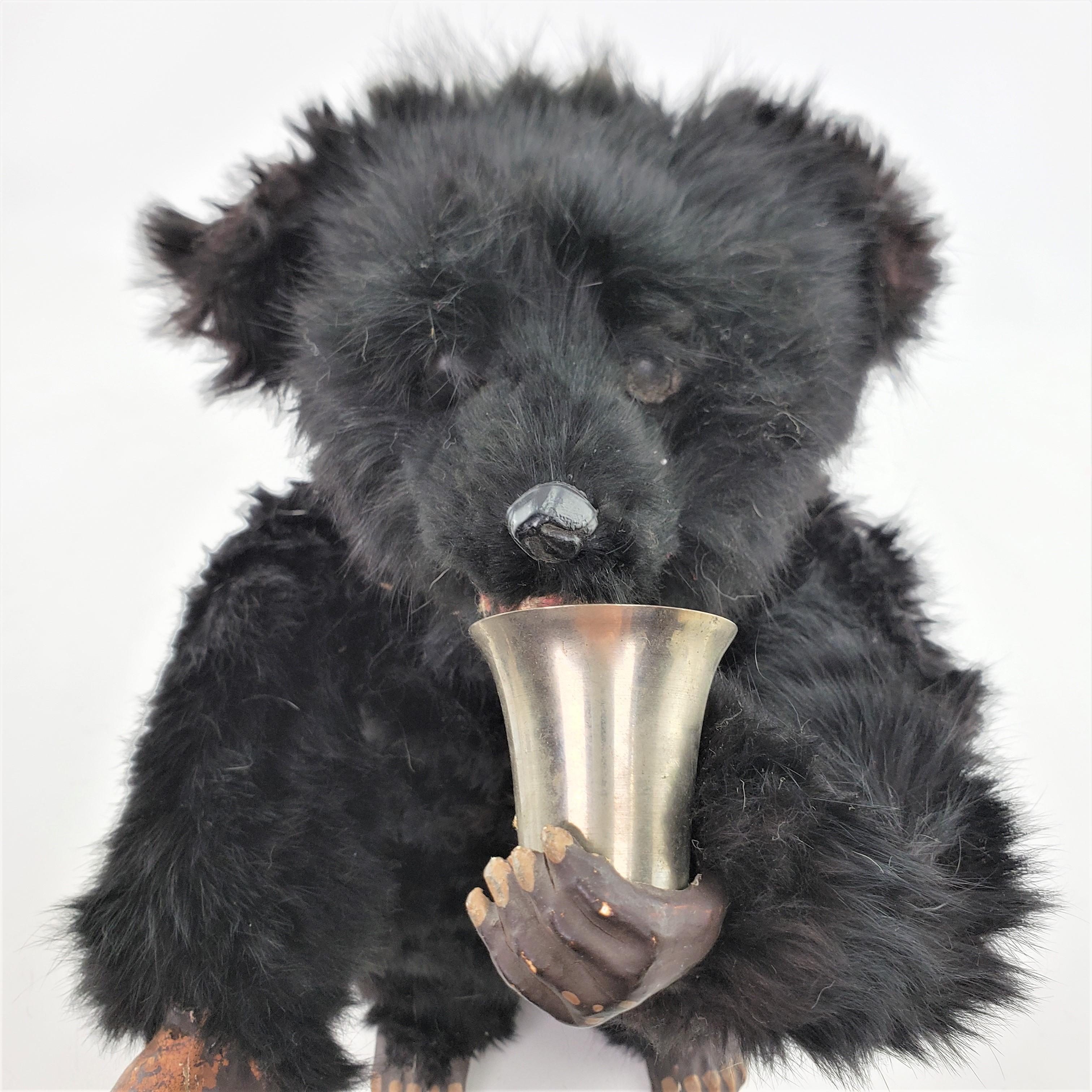 Antique Victorian Key Wind Mechanical Large Black Bear Child's Toy, As Found For Sale 2