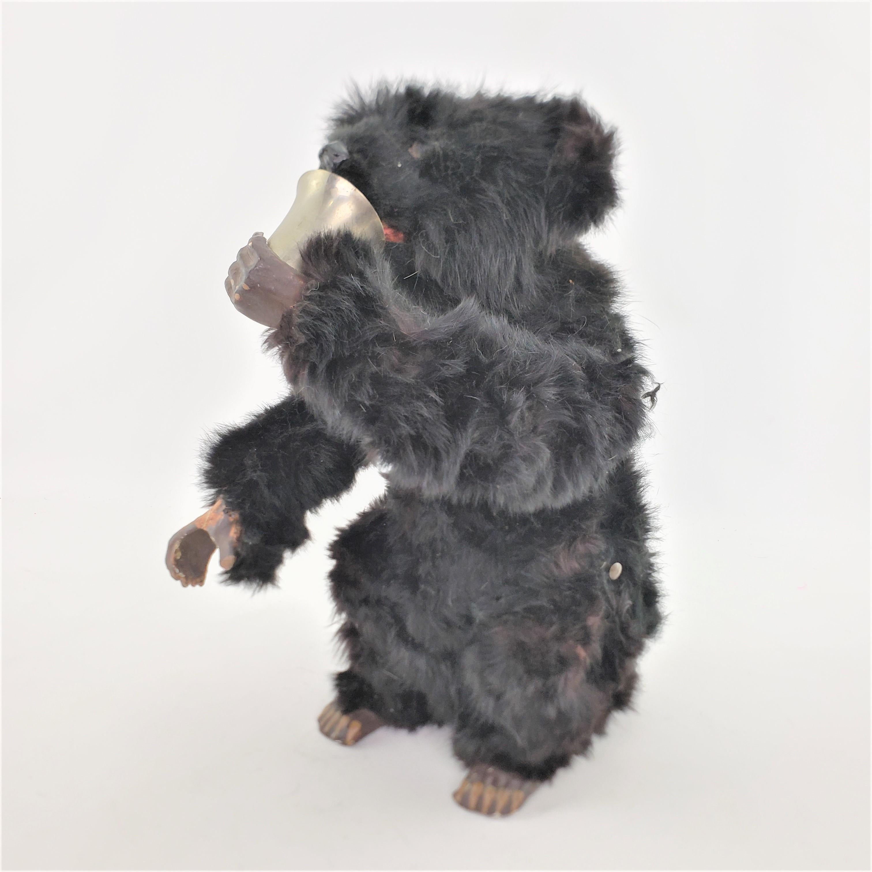 Apogée victorien Grand jouet d'enfant en forme d'ours noir à remontage mécanique à clé victorien ancien, trouvé en vente