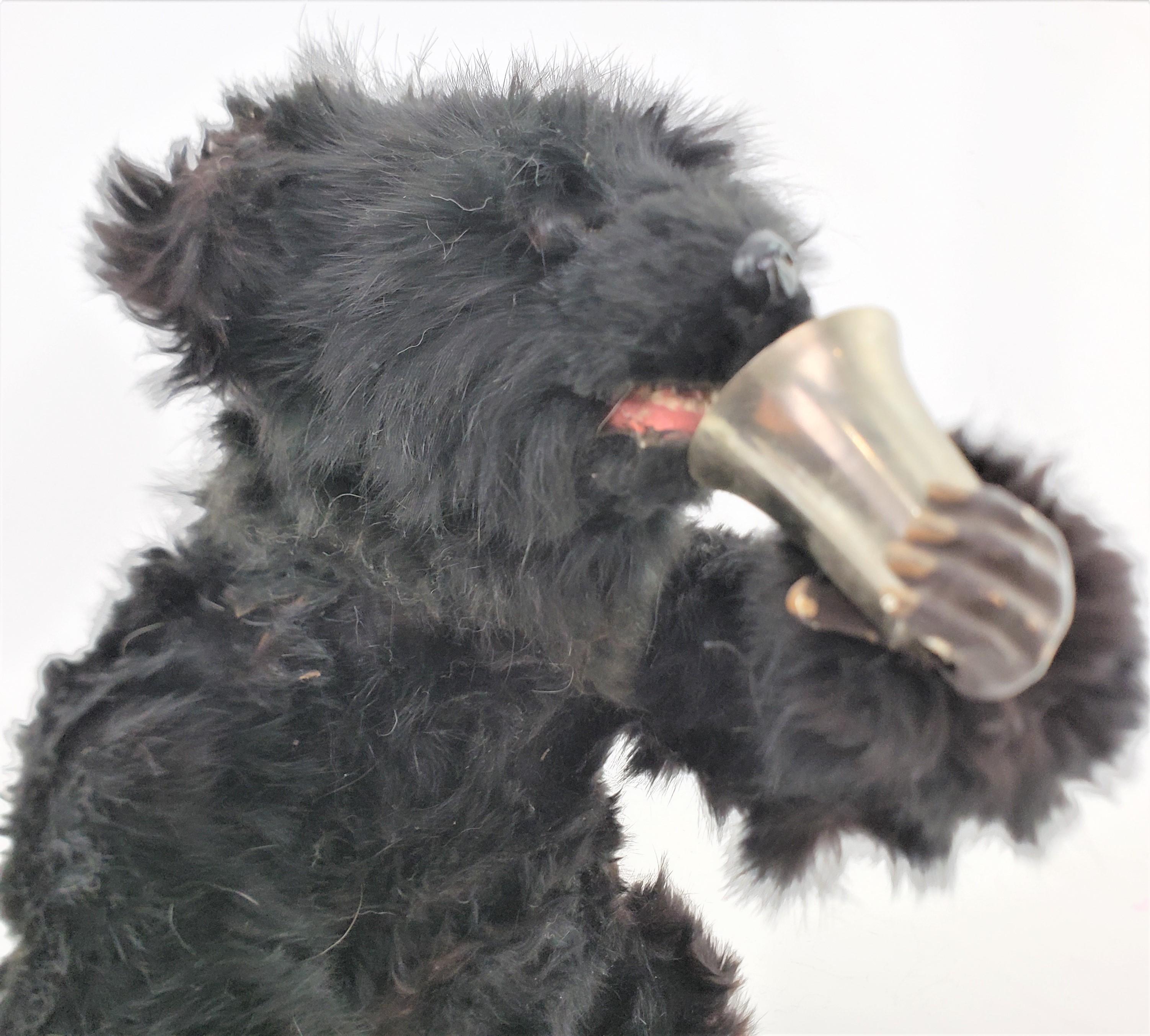 Machine-Made Antique Victorian Key Wind Mechanical Large Black Bear Child's Toy, As Found For Sale