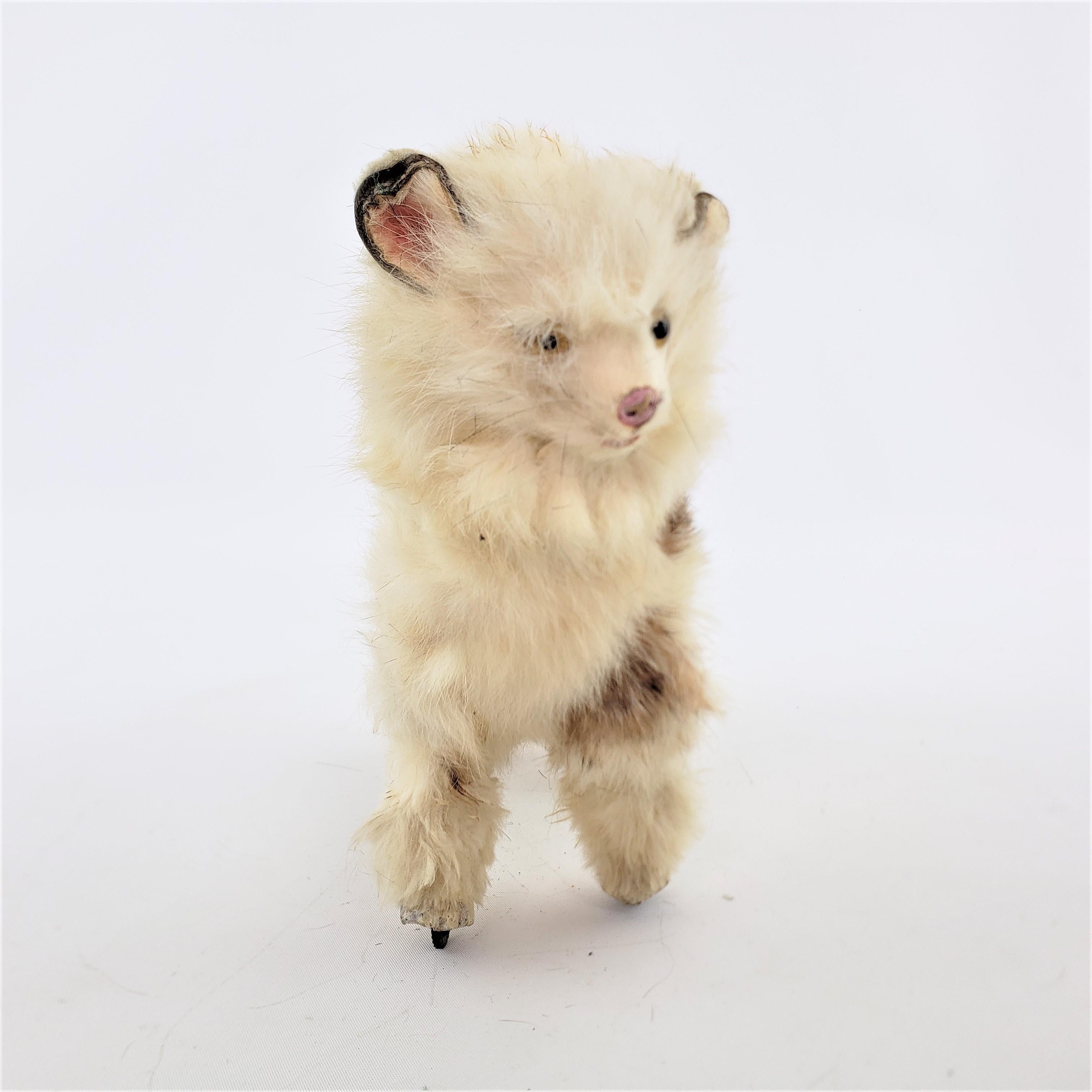 High Victorian Antique Victorian Key Wind Mechanical Small Striped Cat Child's Toy, As Found For Sale