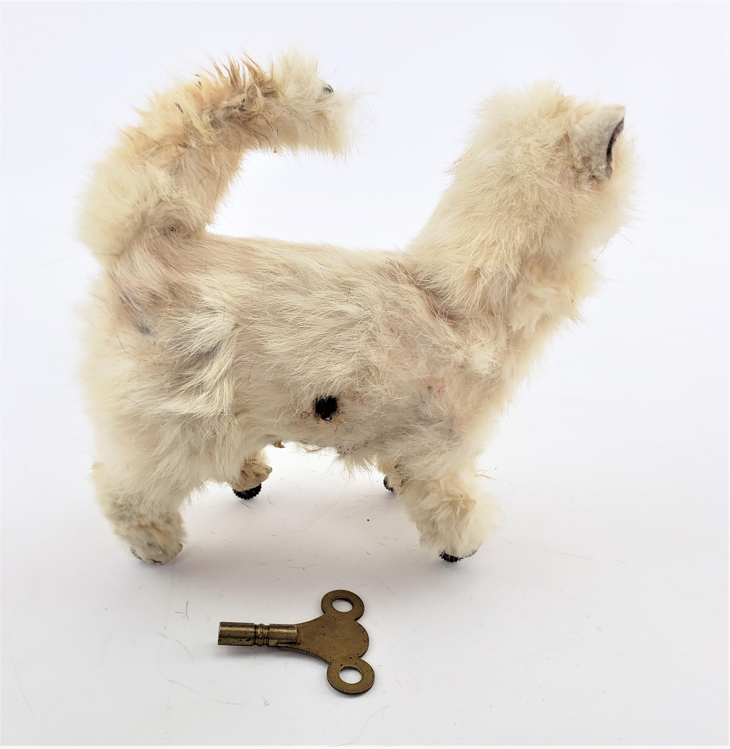 Machine-Made Antique Victorian Key Wind Mechanical Small Striped Cat Child's Toy, As Found For Sale
