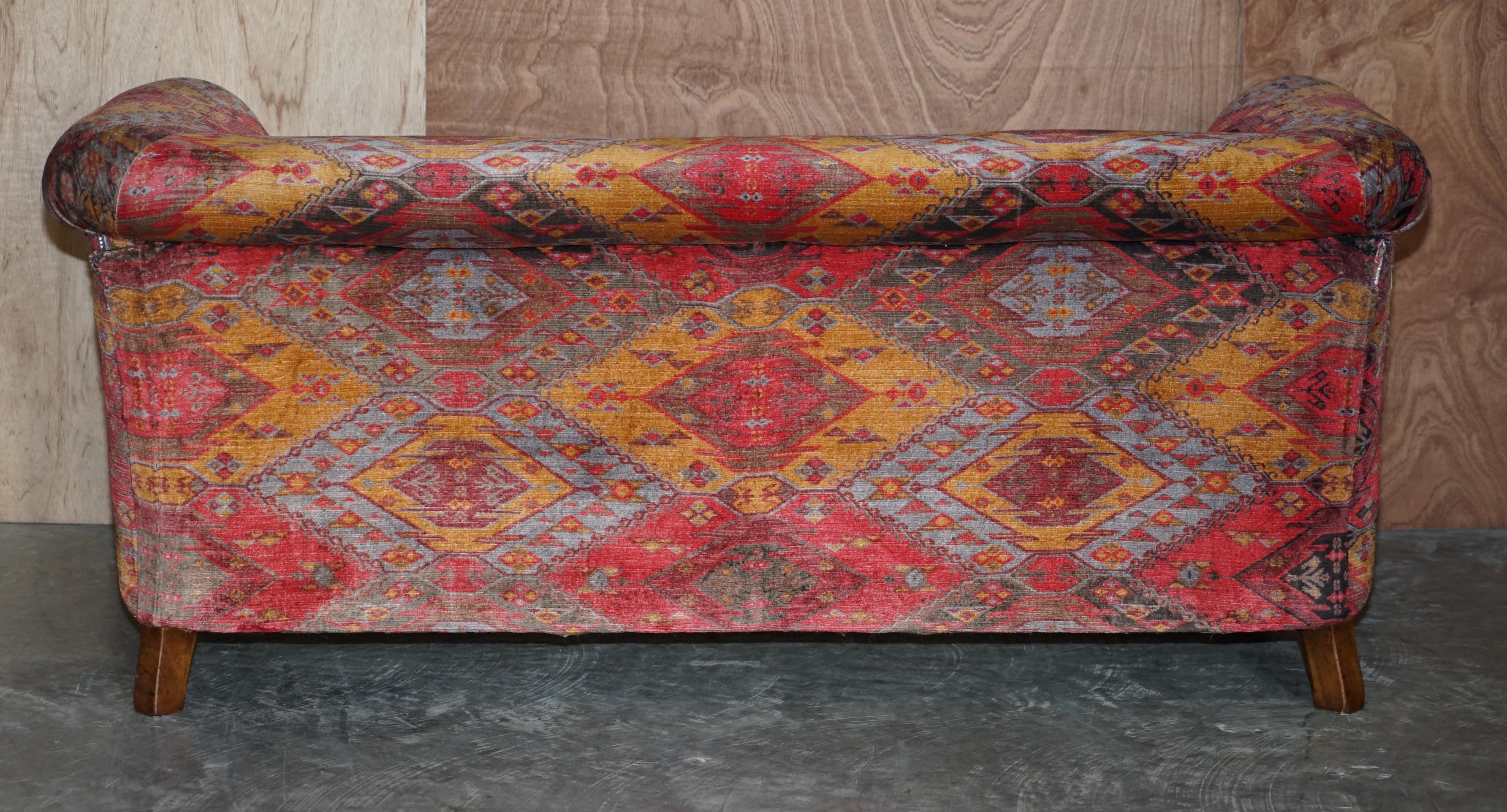 Antique Victorian Kilim Upholstered Distressed Chesterfield Style Club Sofa 4